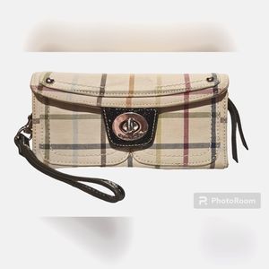 Vtg Coach Tattersall Plaid Wallet Wristlet